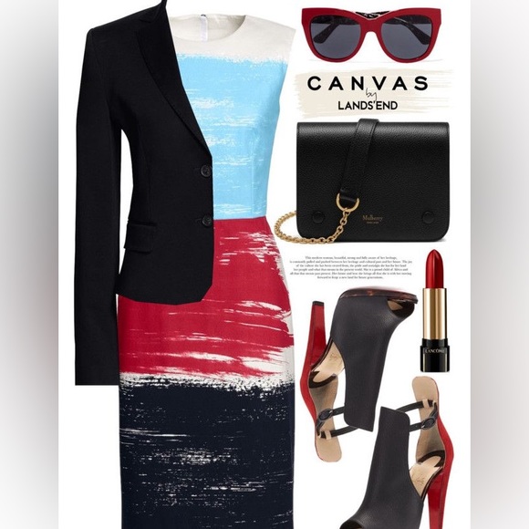 Lands' End Painted Canvas Color Block Dress sz 8 - Picture 4 of 6